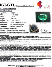 3.86/CT Natural Emerald Stone with Govt. Lab Certificate (12210)